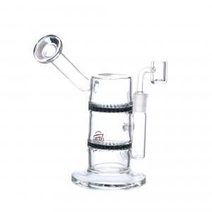 7" Chill Glass Side Car Double Honeycomb Perc Water Pipe [JLE222]